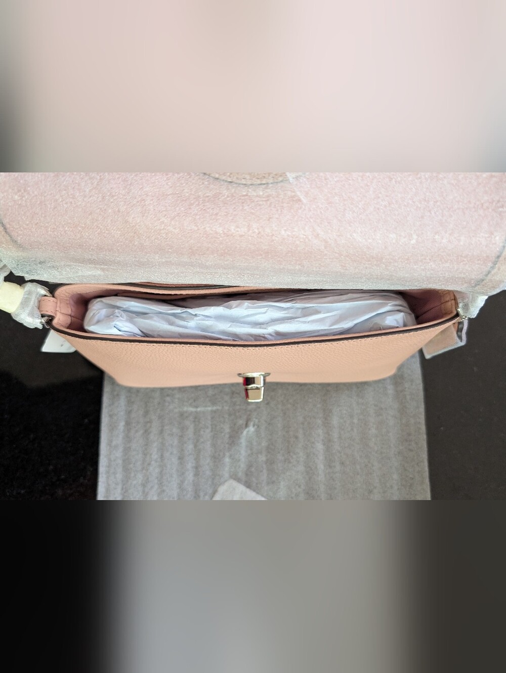 NWT Coach CROSSTOWN TURNLOCK FLAP Pebbled Leather CROSSBODY Bag in Blush-$195 - Picture 10 of 16